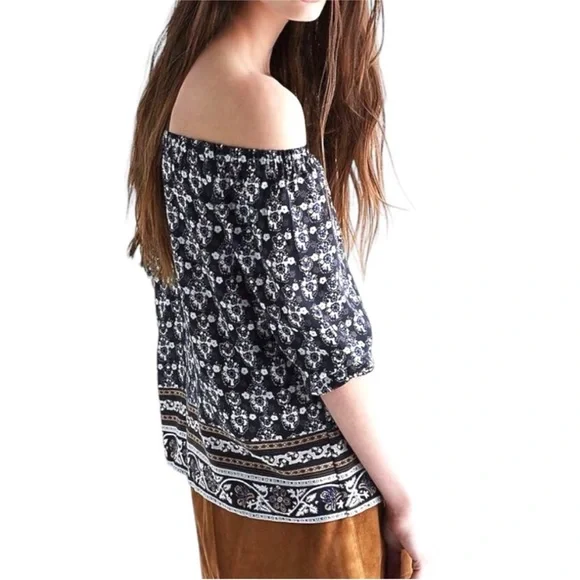Madewell Gardenhouse Off the Shoulder Top Size Small 100% Silk Boho Floral - Picture 2 of 11
